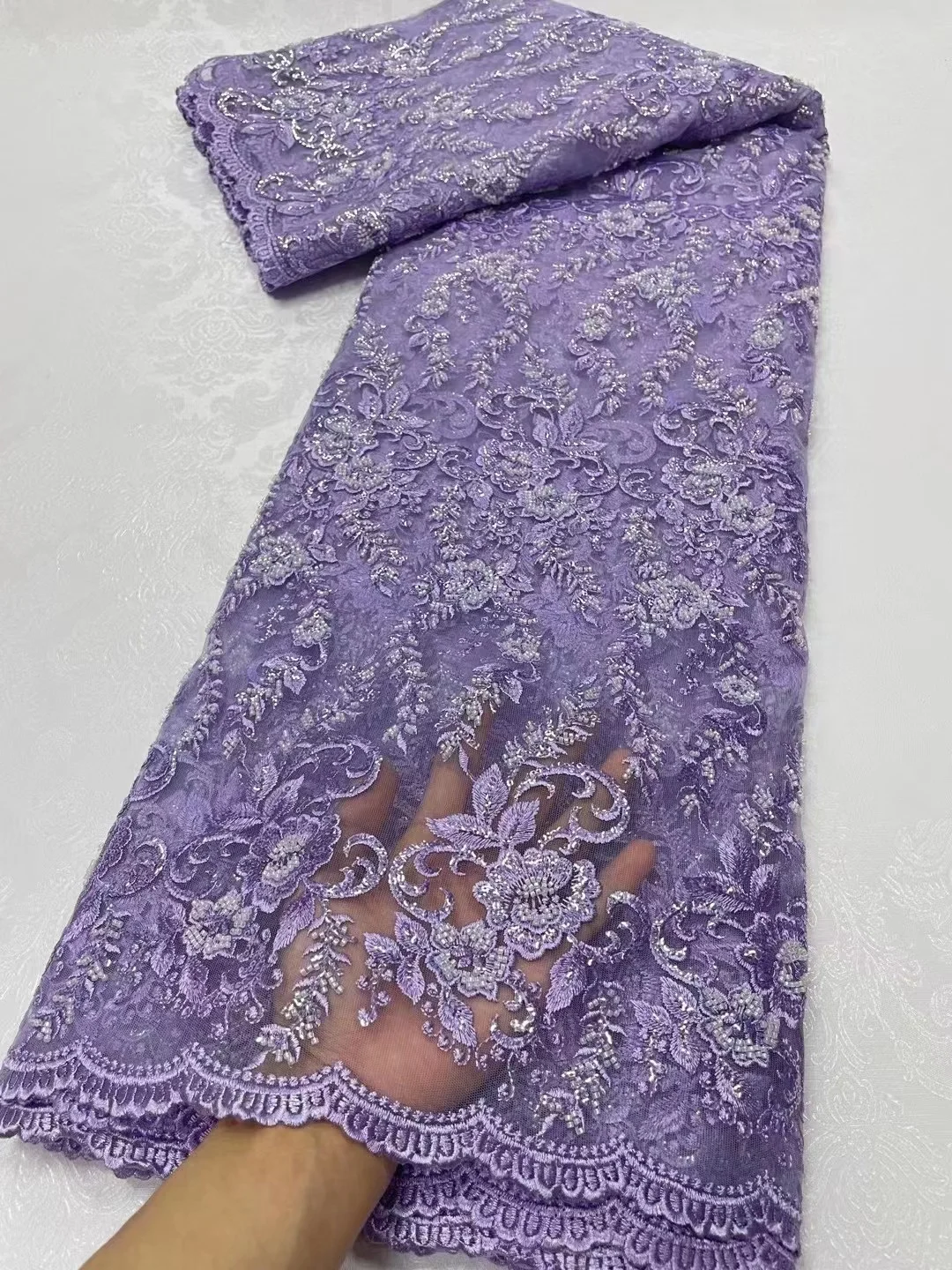 2023 Purple High Quality French Tulle Lace with Sequins and stones for wedding dress High-end African Lace Fabric
2023 Purple High Quality French Tulle Lace with Sequins and stones for wedding dress High-end African Lace Fabric