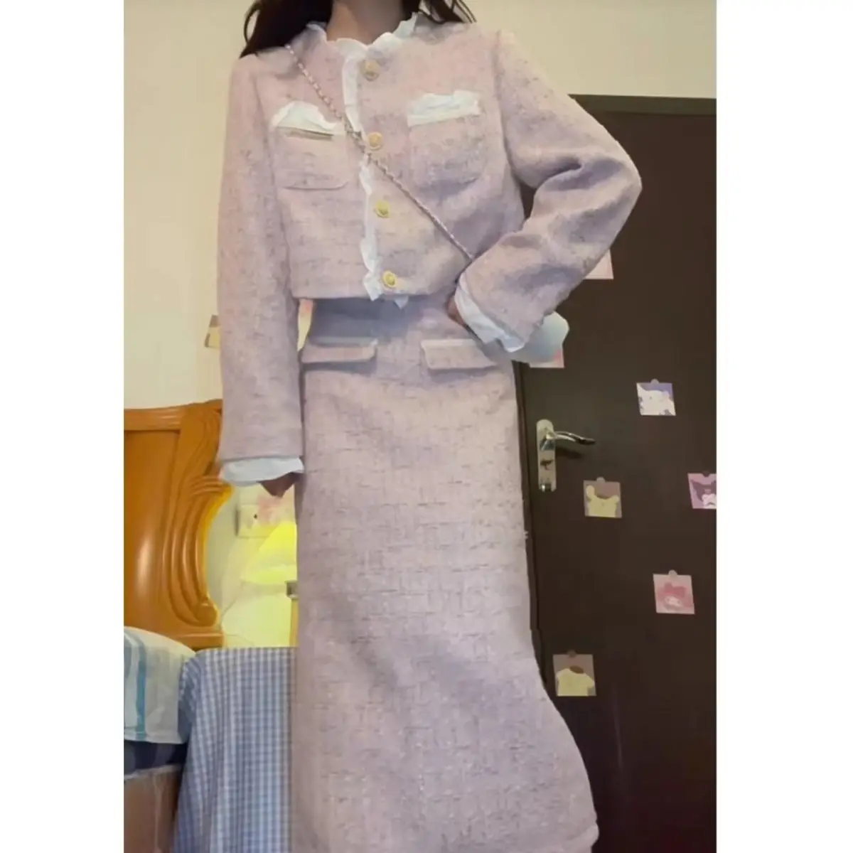 2023 Women Spring Autumn Fashion 2 Piece Sets Female Lace Stitching O-neck Jackets Female High Waist Long Skirts Suits U345
2023 Women Spring Autumn Fashion 2 Piece Sets Female Lace Stitching O-neck Jackets Female High Waist Long Skirts Suits U345