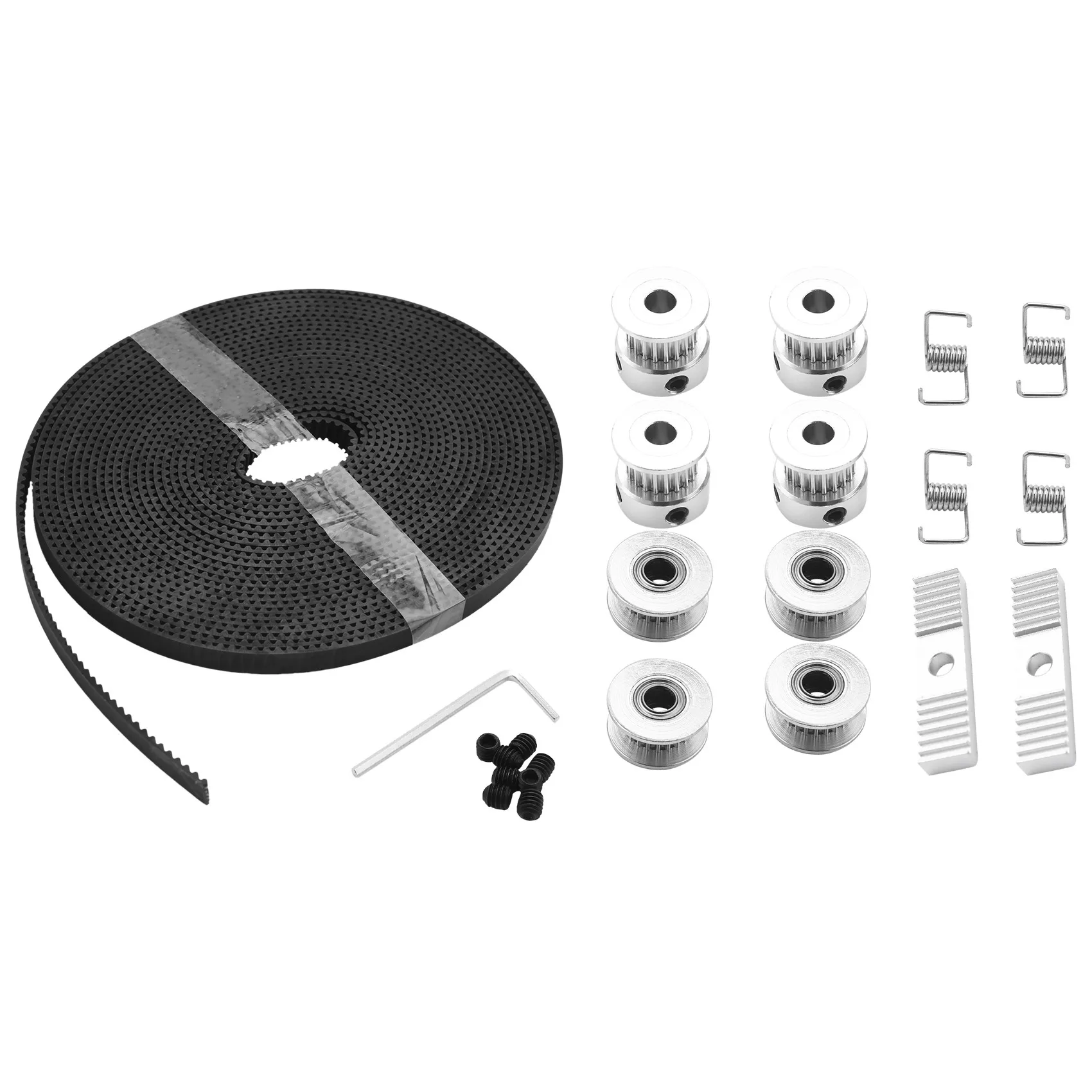 5Mx6Mm Gt2 Timing Belt +4Pcs 20 Tooth 5Mm Inner Diameter Pulley +4Pcs Idler + 4Pcs Tensioner Spring Torsion +2Pcs Gear Clamp
5Mx6Mm Gt2 Timing Belt +4Pcs 20 Tooth 5Mm Inner Diameter Pulley +4Pcs Idler + 4Pcs Tensioner Spring Torsion +2Pcs Gear Clamp