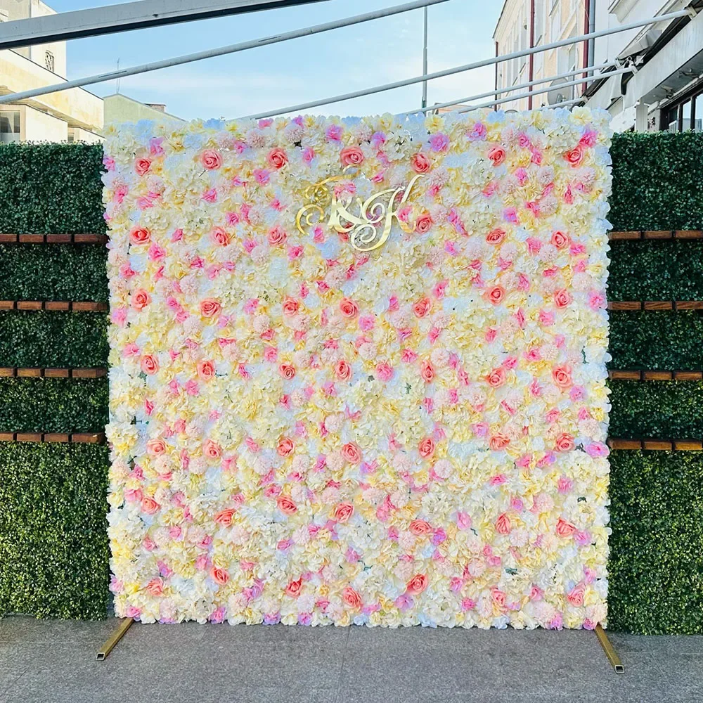 

35*35cm Artificial Flowers Wall Panel 3D Flower Backdrop Faux Roses for Wall Party Wedding Bridal Shower Outdoor Decoration