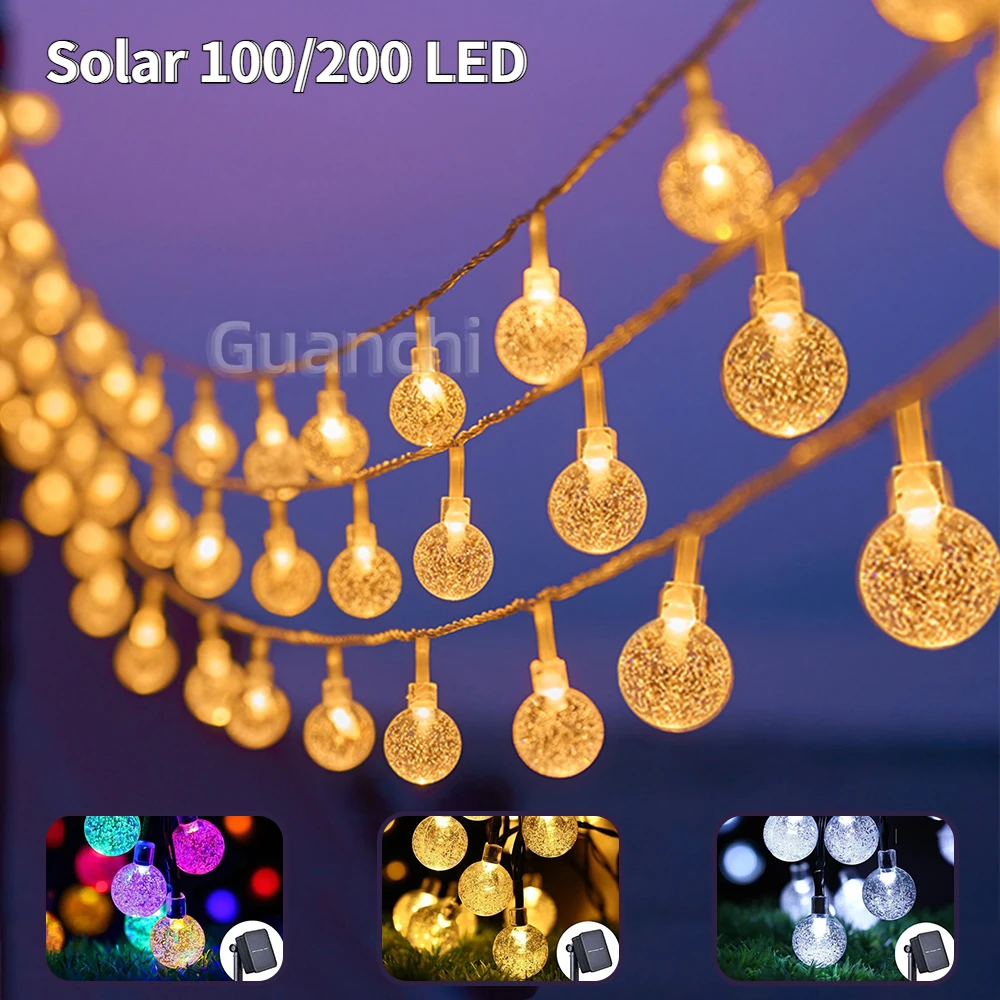 100/200 LED Solar Crystal Globe LED String Lights 8 Lighting Modes IP65 Fairy Light Christmas Garland Garden Party Outdoor Decor
100/200 LED Solar Crystal Globe LED String Lights 8 Lighting Modes IP65 Fairy Light Christmas Garland Garden Party Outdoor Decor