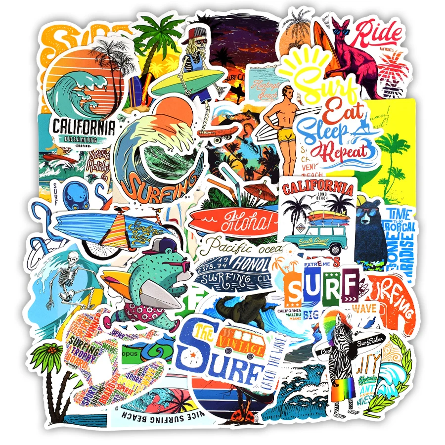 50 PCS Outdoor Surf Stickers Tropical Beach Travel Summer Sports Vsco Girl Sticker to DIY Surfboard Skateboard Laptop Car Decals
50 PCS Outdoor Surf Stickers Tropical Beach Travel Summer Sports Vsco Girl Sticker to DIY Surfboard Skateboard Laptop Car Decals