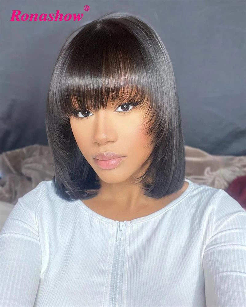 Straight Bob Human Hair Wigs With Bang Full Machine Made Glueless Wig Brazilian Remy Natural Human Hair Bob Wigs For Black Woman
Straight Bob Human Hair Wigs With Bang Full Machine Made Glueless Wig Brazilian Remy Natural Human Hair Bob Wigs For Black Woman