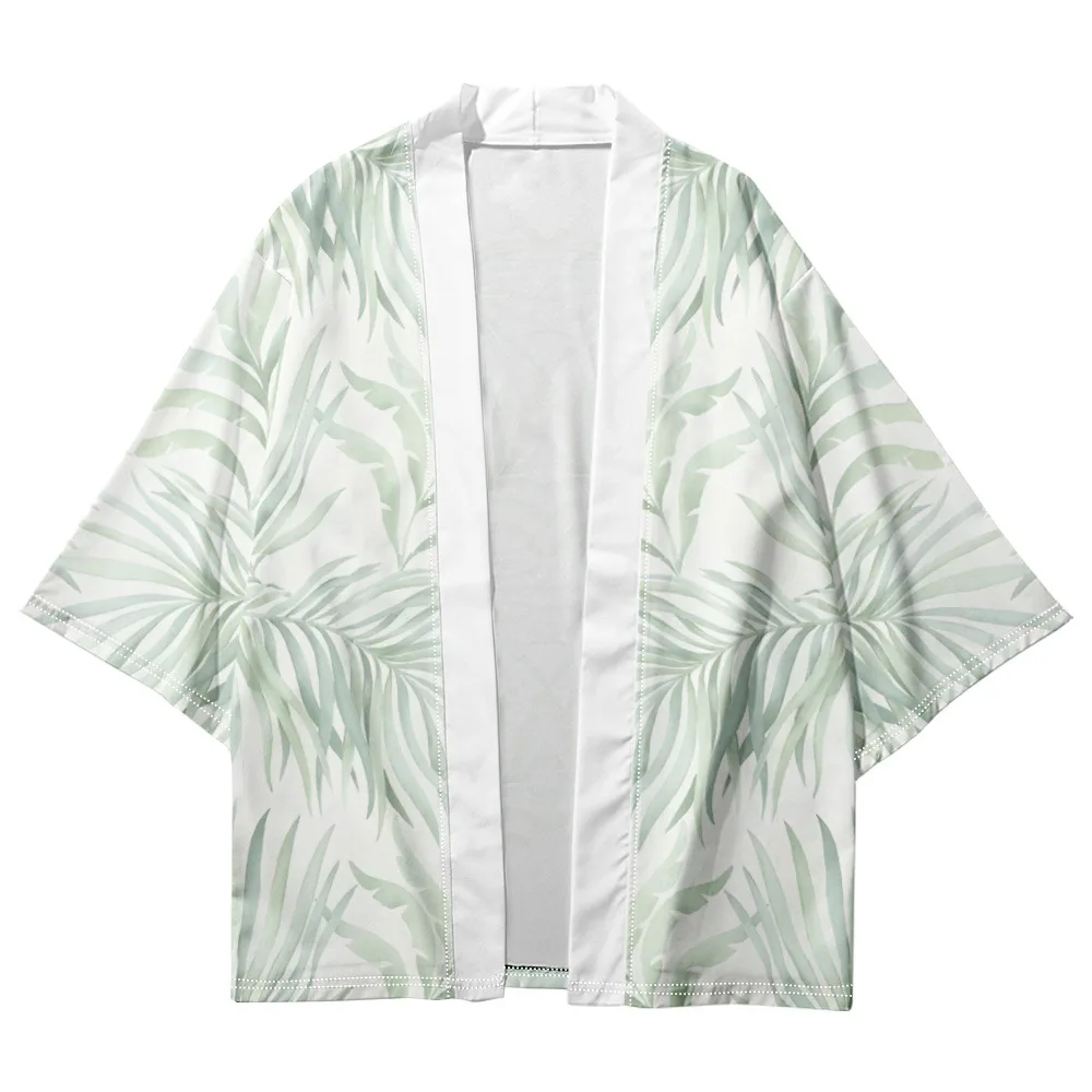 Palm Leaf Tiger Print Japanese Cardigan Kimono Women Men White Shirts Summer Beach Yukata Fashion Haori
Palm Leaf Tiger Print Japanese Cardigan Kimono Women Men White Shirts Summer Beach Yukata Fashion Haori