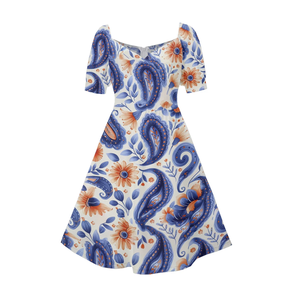 Elegant Women's Flower Print Dress with A-Line Skirt, Fluffy Sleeves, and Back Zipper for Party and Travel in 2024 Summer
Elegant Women's Flower Print Dress with A-Line Skirt, Fluffy Sleeves, and Back Zipper for Party and Travel in 2024 Summer