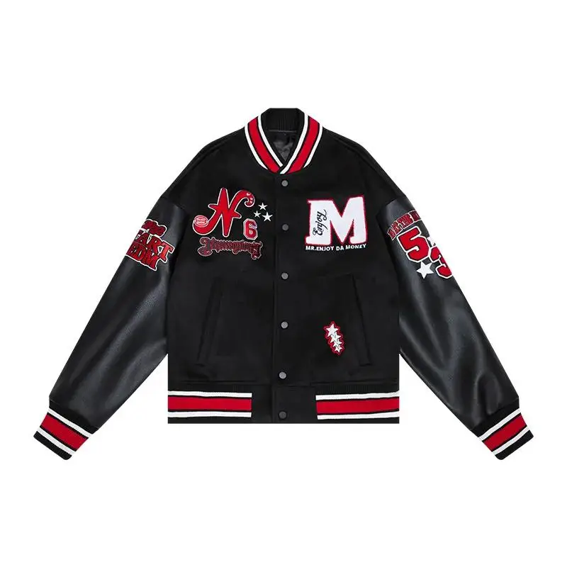 Men's Baseball Jacket American Oversize Spring Autumn Vintage Pu Leather Stitching Towel Embroidered Couples Varsity Jacket New
Men's Baseball Jacket American Oversize Spring Autumn Vintage Pu Leather Stitching Towel Embroidered Couples Varsity Jacket New