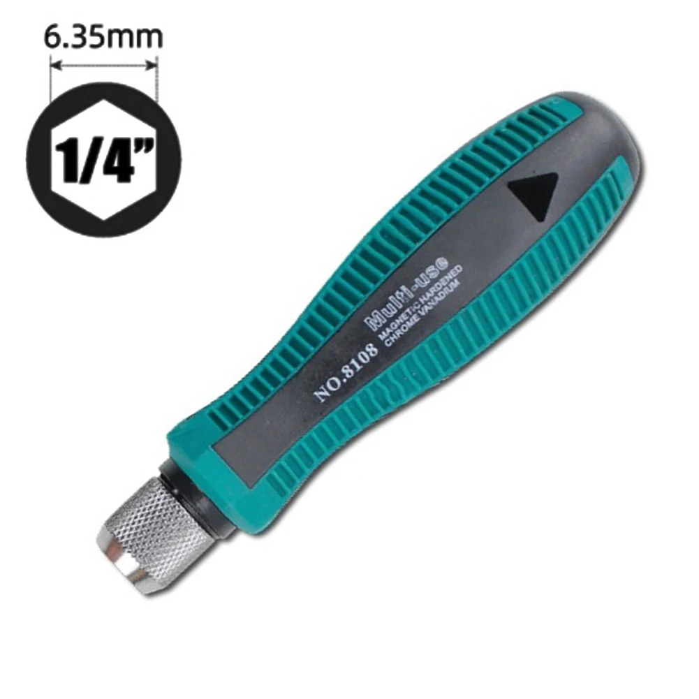 6.35mm Hex Self-Locking Adapter Screwdriver Handle Screwdriver Bit Holder 5Inch Rubber Non-slip Handle Hand Tools Accessories
6.35mm Hex Self-Locking Adapter Screwdriver Handle Screwdriver Bit Holder 5Inch Rubber Non-slip Handle Hand Tools Accessories