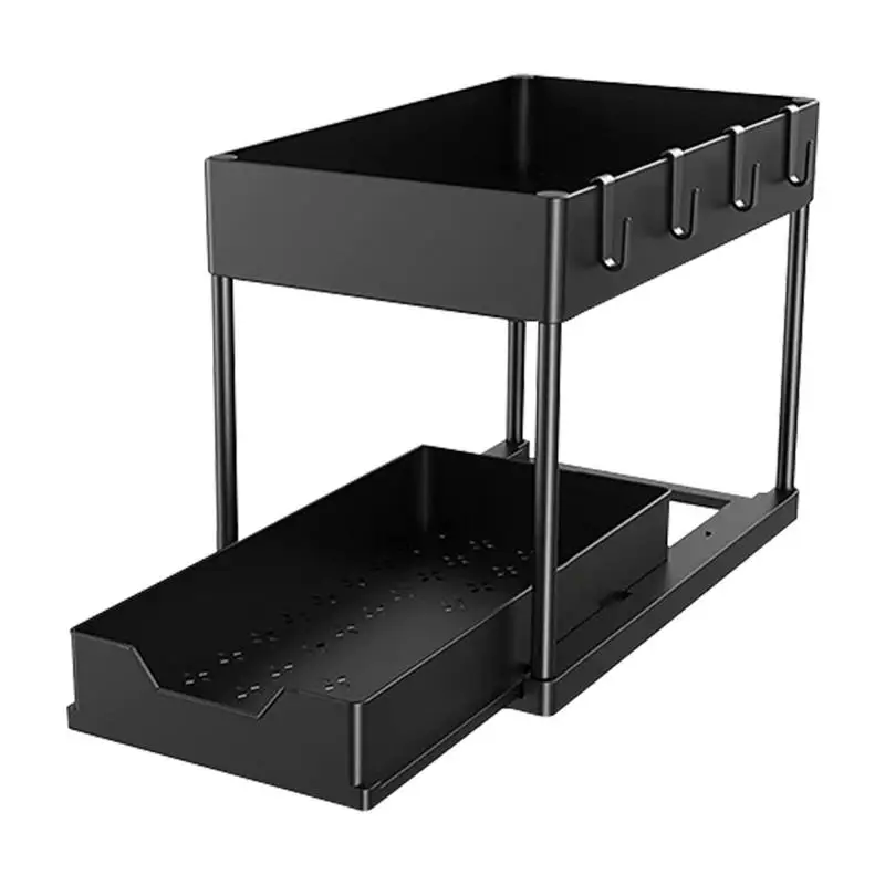 Portable Under Sink Organizer 2 Tier Universal Under Sink Organizer Sliding Cabinet Durable Storage Rack with Hooks Hanging Cup
Portable Under Sink Organizer 2 Tier Universal Under Sink Organizer Sliding Cabinet Durable Storage Rack with Hooks Hanging Cup