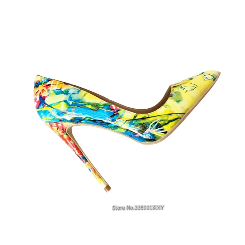 Pointy Toe High Heels Pumps Women Dress Shoes Printed Yellow Oil Painting Patent Leather Prom Wedding Party Shoes Plus Size
Pointy Toe High Heels Pumps Women Dress Shoes Printed Yellow Oil Painting Patent Leather Prom Wedding Party Shoes Plus Size