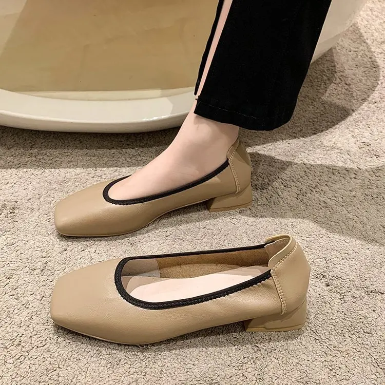 

Square Toe Shallow Mouth Moccasin Shoes Autumn Female Footwear Casual Sneaker Moccasins Fall Dress New Summer Solid Leisure Lace