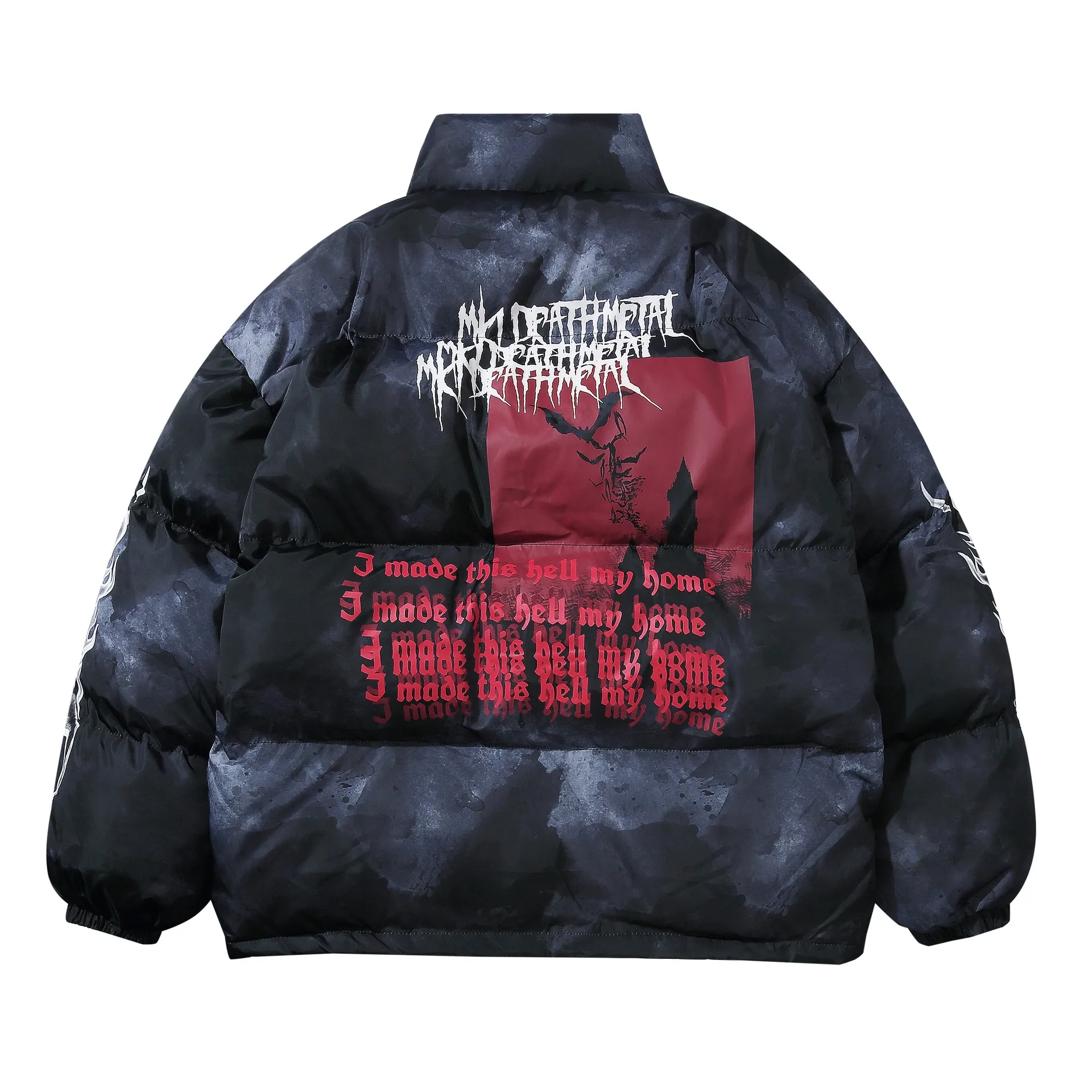 

Oversized Hip Hop Parkas Padded Puffer Jacket Men Winter Warm Coat Letter Graphic Tie Dye Streetwear Jackets Parkas Coats