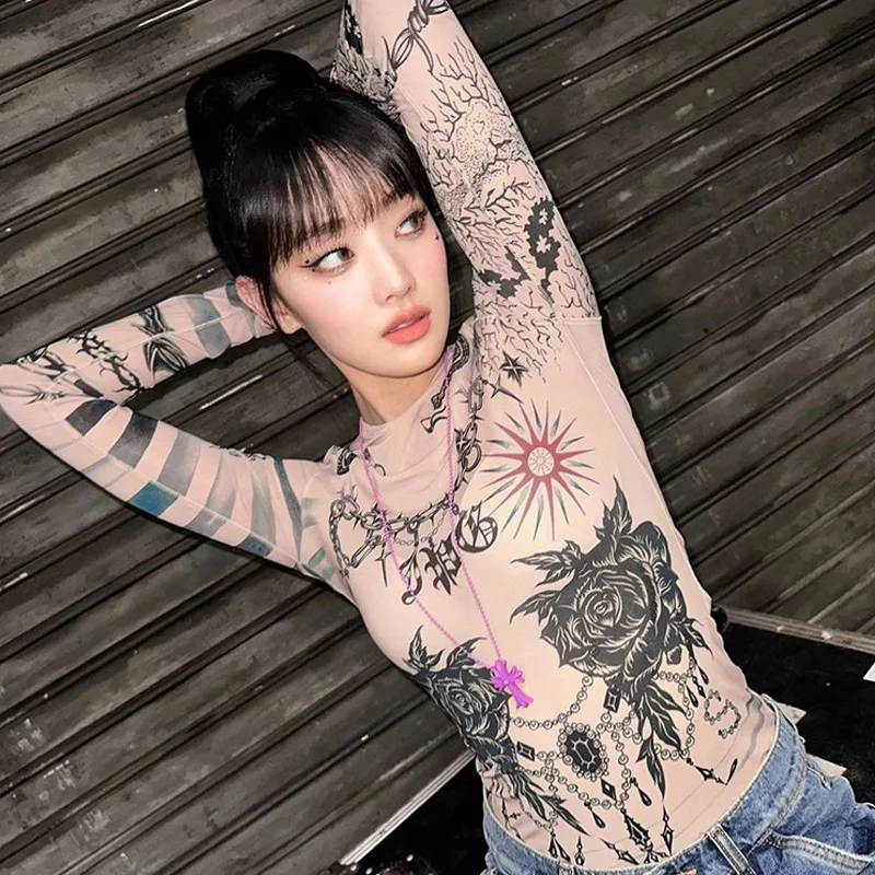 Lygens Vintage Print O Neck Long Sleeve Mesh Slim Women'S Tops Tshirts Casual Clothes Y2K Streetwear Girls Summer Clothing
Lygens Vintage Print O Neck Long Sleeve Mesh Slim Women'S Tops Tshirts Casual Clothes Y2K Streetwear Girls Summer Clothing