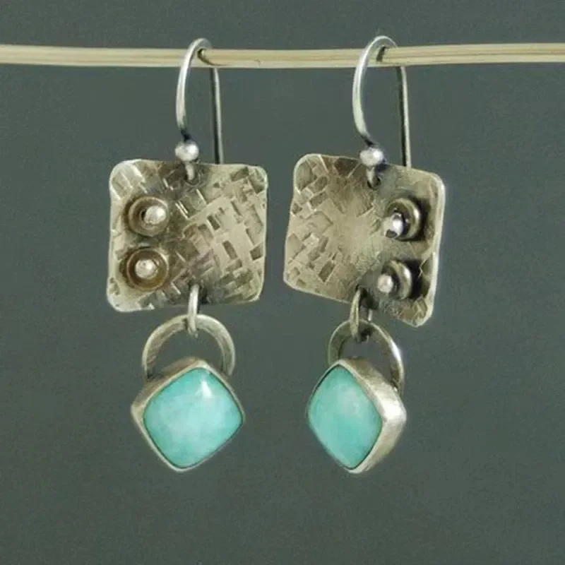 Boho Geometric Blue Stone Earrings Vintage Silver Color Sqaure Carving Pattern Drop Dangle Earrings Women Accessories
Boho Geometric Blue Stone Earrings Vintage Silver Color Sqaure Carving Pattern Drop Dangle Earrings Women Accessories