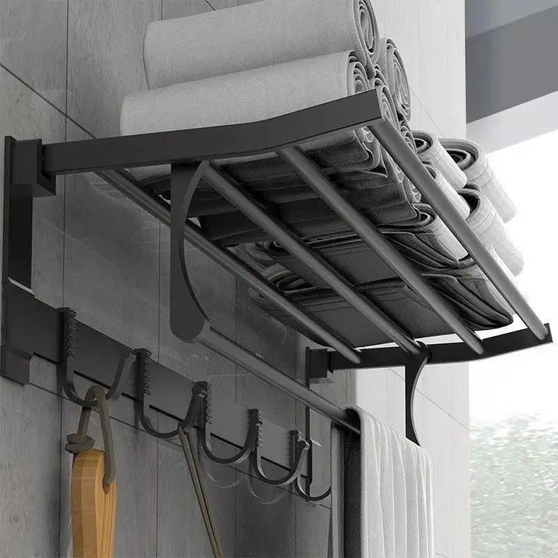 60cm Towel Rack Aluminum Locker Rack Organizer Matte Black Holder with Hooks for Household Bathroom Kitchen
60cm Towel Rack Aluminum Locker Rack Organizer Matte Black Holder with Hooks for Household Bathroom Kitchen