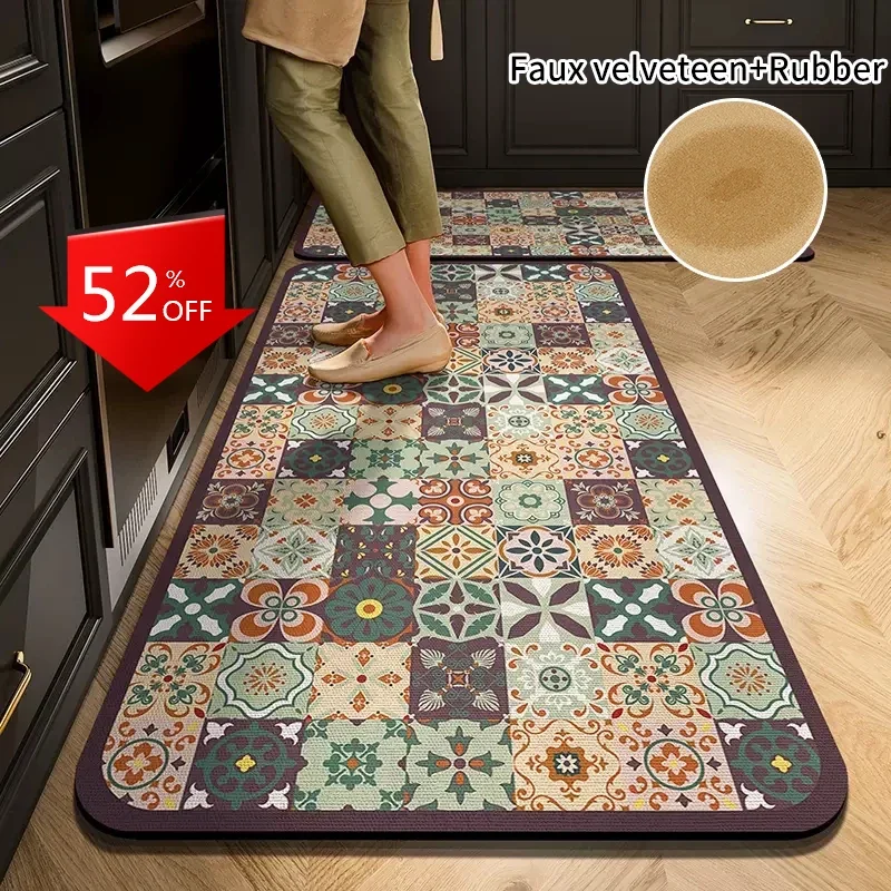 

Diatomite Mat Super Absorbent Floor Mats Retro Long Carpets Non-slip Kitchen Rug Entrance Doormat Bedroom Long Rugs