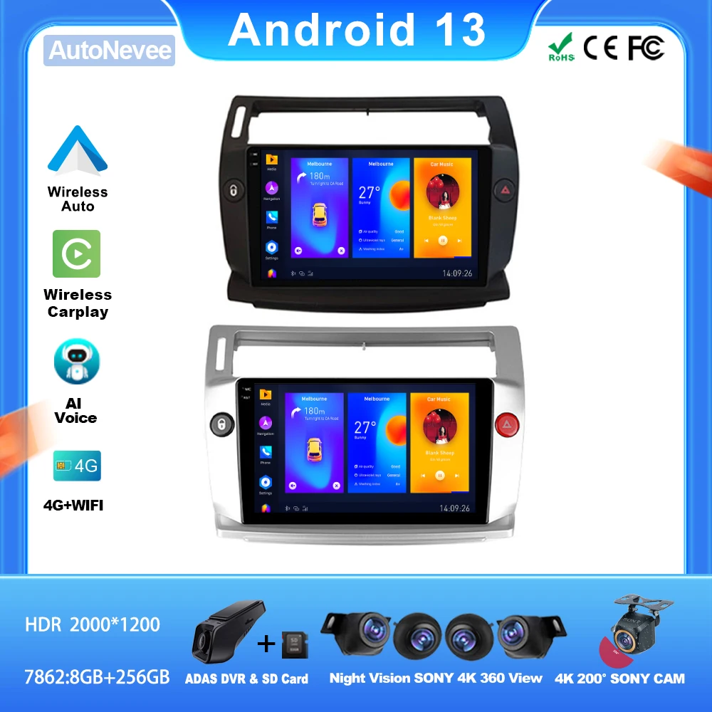 Android For Citroen C4 C-Triomphe C-Quatre 2004 - 2009 Car Radio Auto Carplay Navigation 4G 2din GPS Autoradio CPU HDR QLED WIFI
Android For Citroen C4 C-Triomphe C-Quatre 2004 - 2009 Car Radio Auto Carplay Navigation 4G 2din GPS Autoradio CPU HDR QLED WIFI
