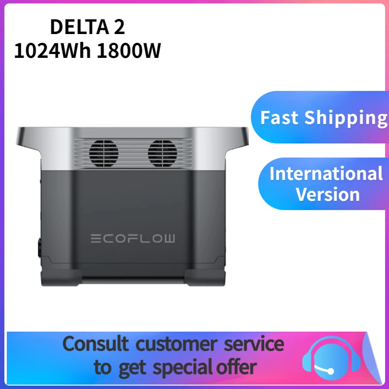 

Портативная электростанция EcoFlow DELTA 2, батарея LiFePO4, 1800 Вт/ч, Вт, розетки переменного тока, солнечный генератор для дома, RV, уличная CN розетка