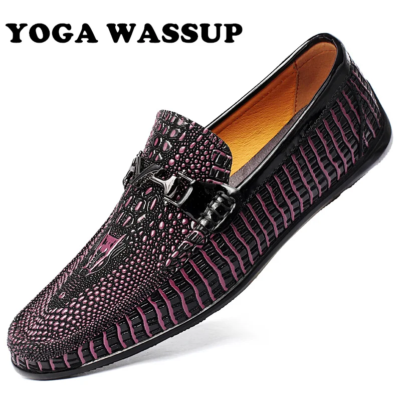 

YOGA WASSUP-Men's leather loafers, slip-on driving shoes, luxury brands, banquets