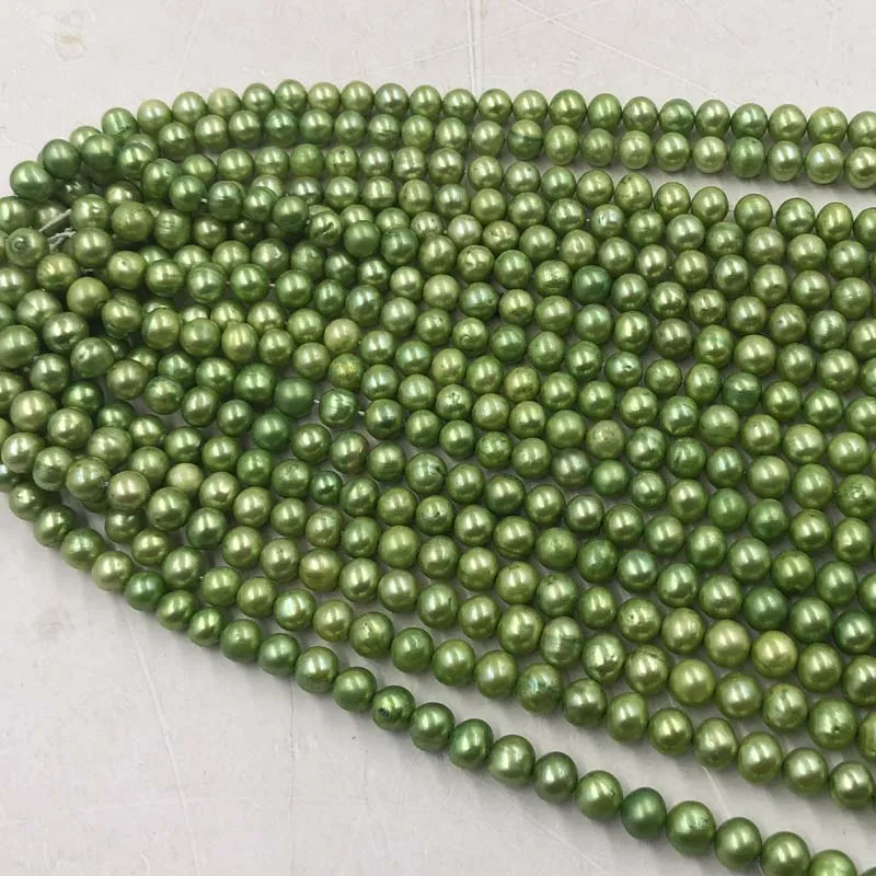 

ELEISPL Wholesale 17 Strands 7-8mm Green Real Cultured Freshwater Pearls Loose Strings #22000470