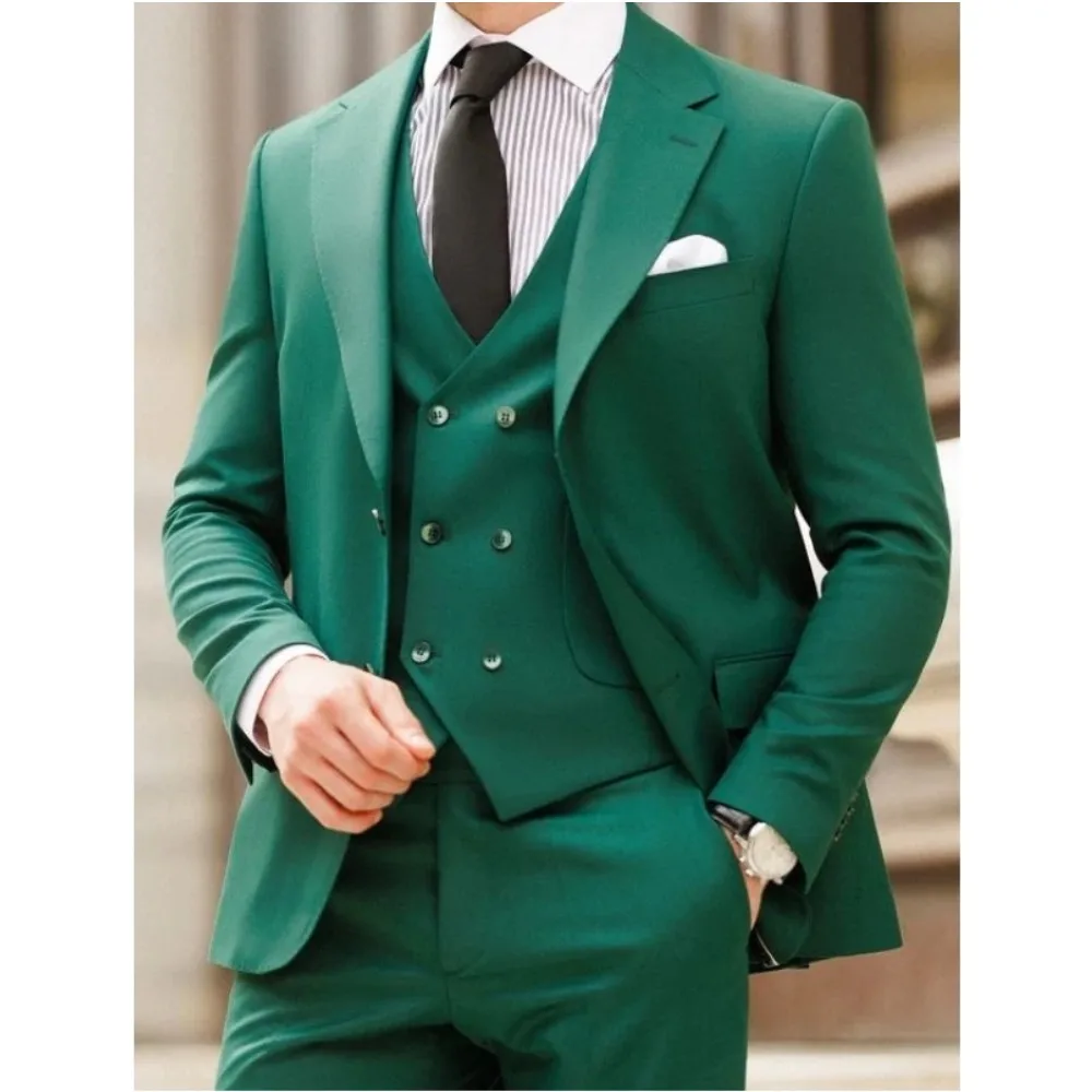 

Business Men Suit Slim Fit 3 Piece Tailor-made Notched Lapel Blazer Sets Prom Party Wedding Groom Mens Tuxedos Jacket+Pant+Vest