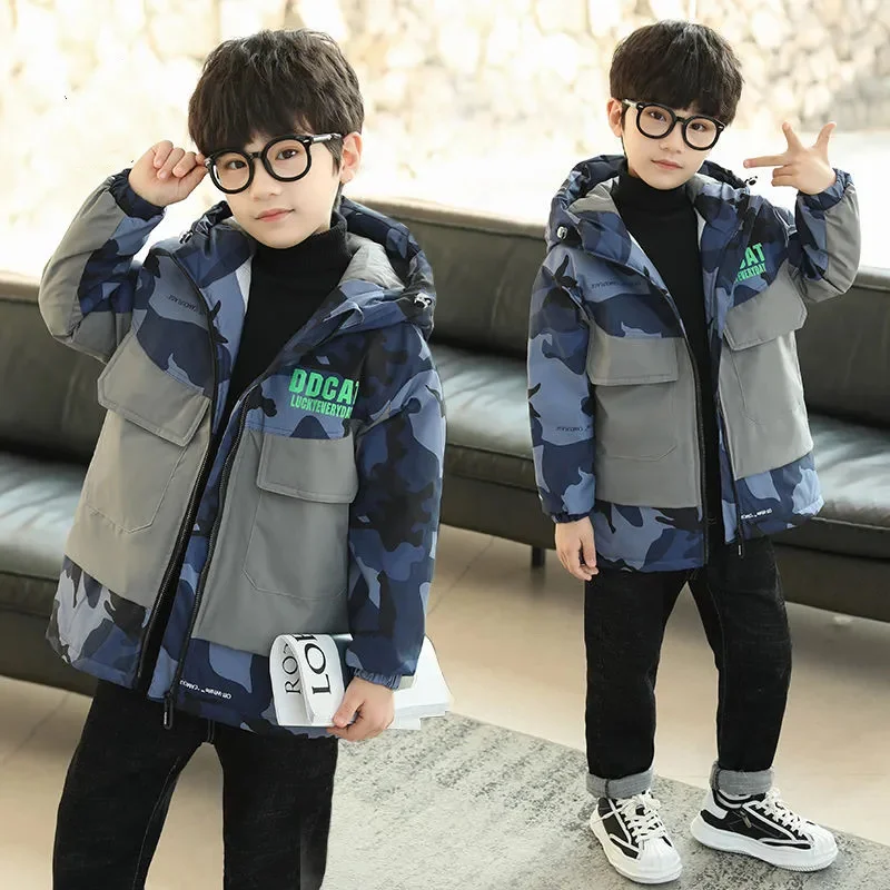 Boy Clothes Plus Cotton Coat Autumn Winter Warm Jacket 2023 New Fashion Hooded Patchwork Camouflage Letter Print Overcoat
Boy Clothes Plus Cotton Coat Autumn Winter Warm Jacket 2023 New Fashion Hooded Patchwork Camouflage Letter Print Overcoat