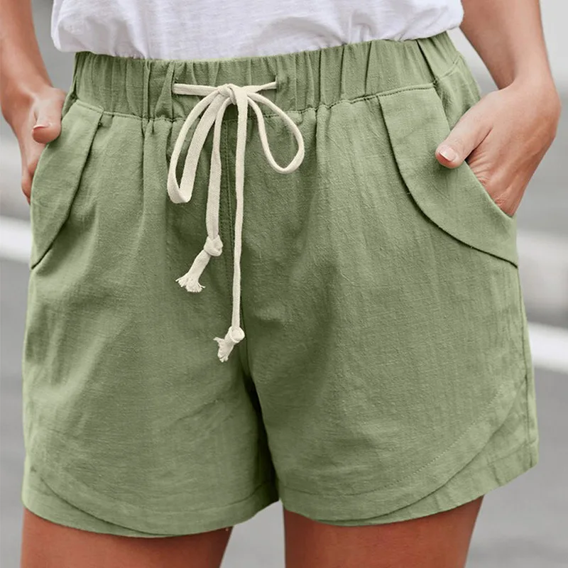 

Women's High-Waisted Drawstring Loose Shorts with Pockets, Comfortable Sports Pants, Surf Vacation Beach Shorts, Summer, New, 20