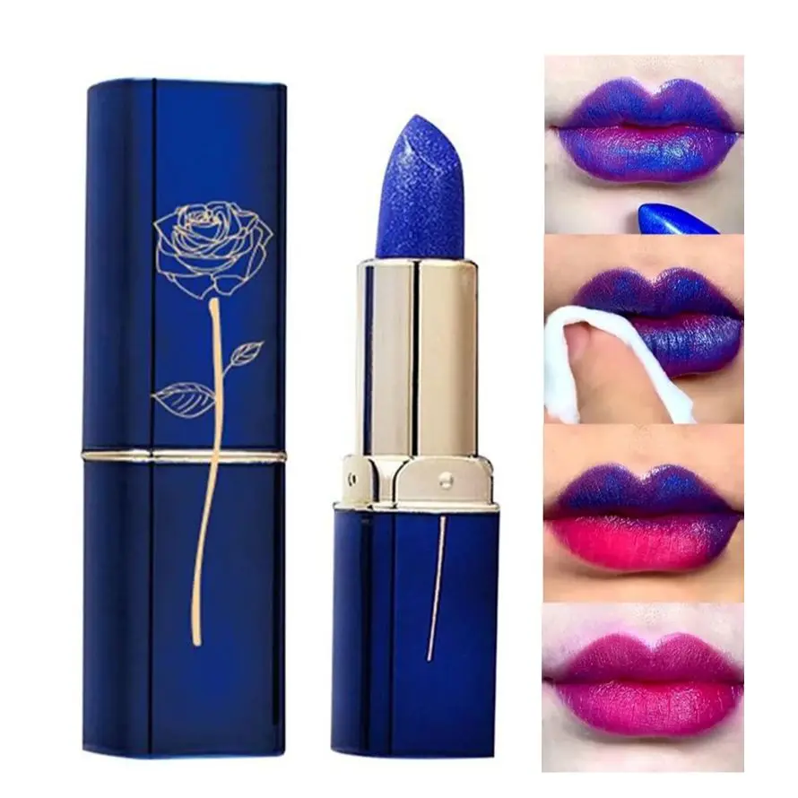 

Blue Rose Lipstick Temperature Color Changing Lip Moisturizing Balm Female Makeup Sexy Lip Gloss Shiny Lipstick