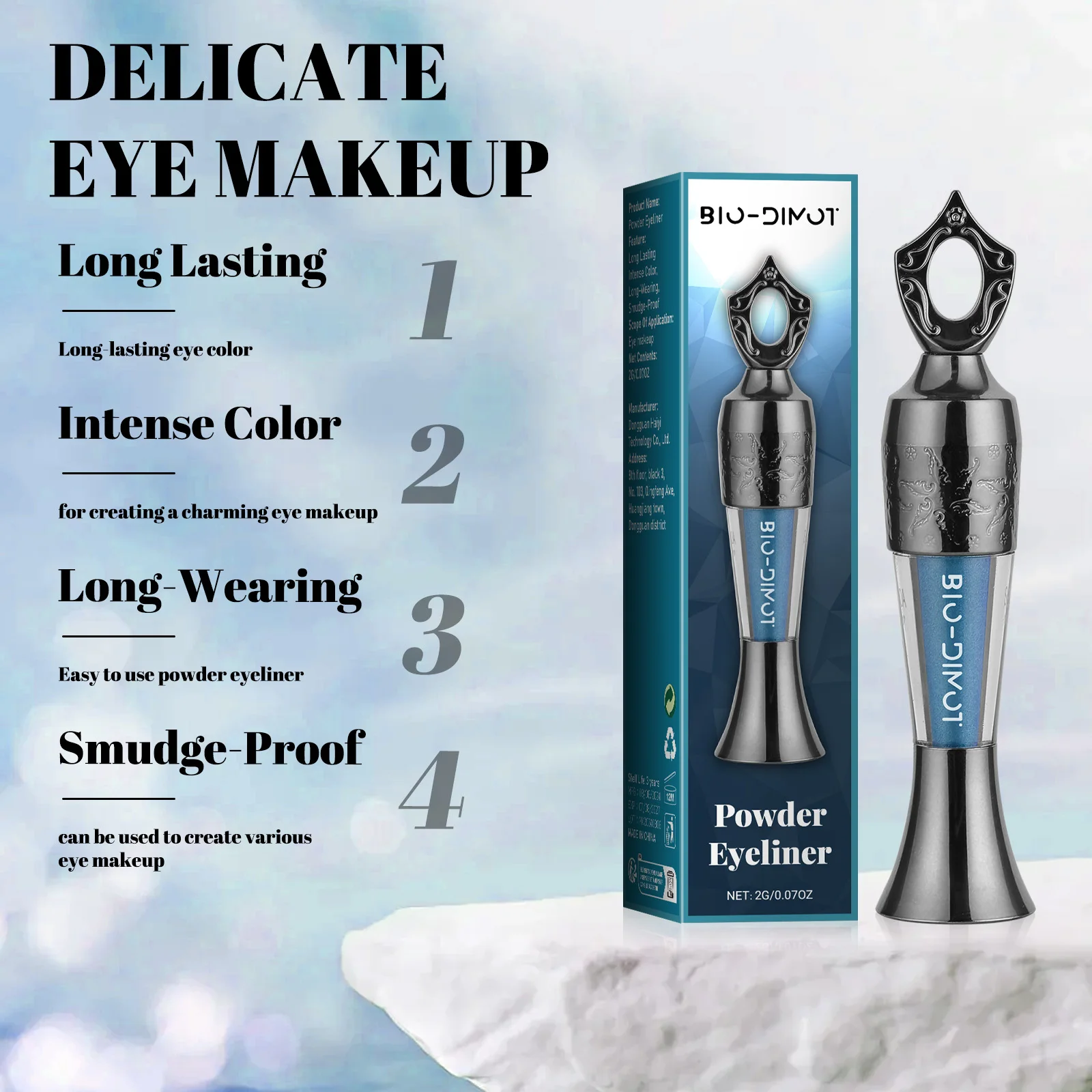 Blue Powder Eyeliner 2g by BIO-DIMOT, Long Lasting & Smudge Proof, Intense Color Eye Makeup for Swimming, Parties & Daily Use 3 Sbfabd240b1a24764997160cd335510c4A