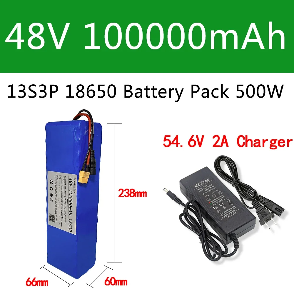 48V Battery 100Ah 500w XT60 18650 Lithium ion Battery Pack For 54.6v E-bike Electric bicycle Scooter with BMS 2A charger
48V Battery 100Ah 500w XT60 18650 Lithium ion Battery Pack For 54.6v E-bike Electric bicycle Scooter with BMS 2A charger