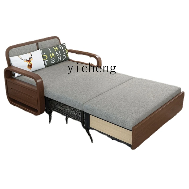 

Xl Solid Wood Sofa Bed Push-Pull Multifunctional Bed Sofa Integrated Folding Balcony Telescopic Bed