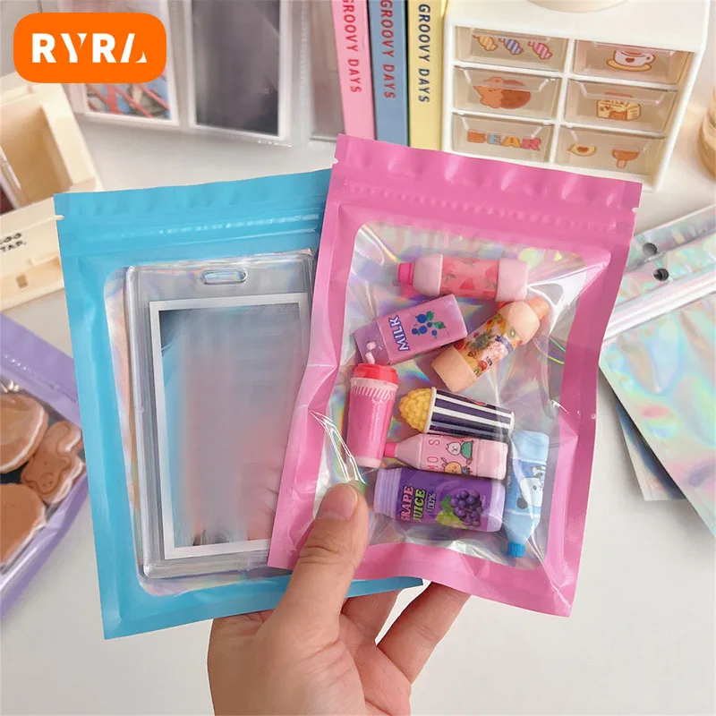 

100 Pc Smell Proof Mylar Bags Resealable Odor Proof Bags Holographic Packaging Pouch Bag With Clear Window For Food