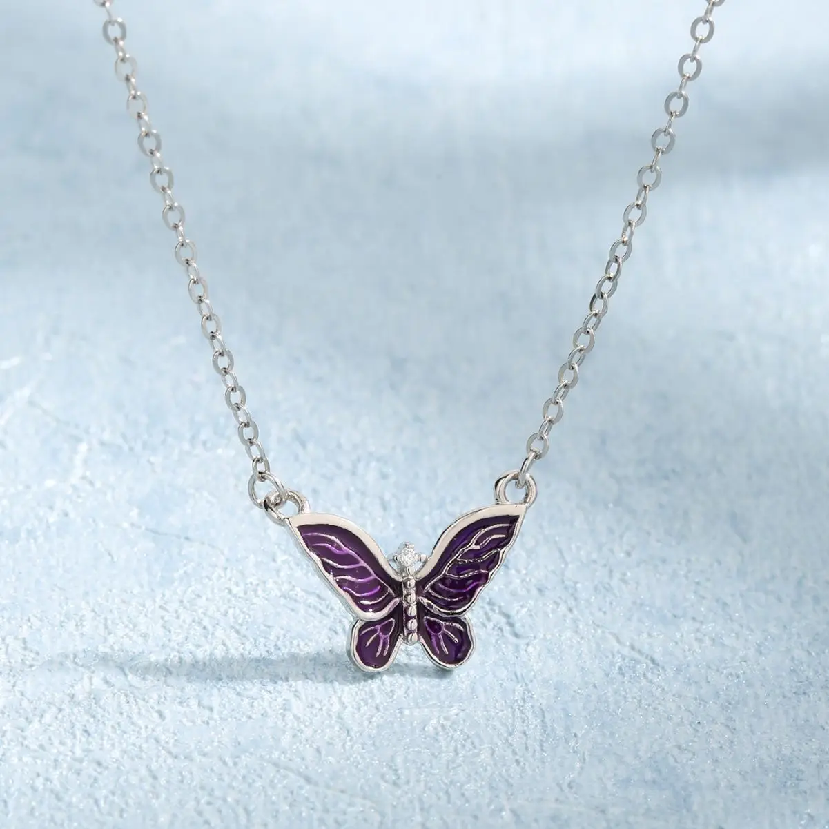 New S925 Pure Silver Purple Set Zircon Butterfly Necklace Fashionable, Light Luxury, and High Grade for Women
New S925 Pure Silver Purple Set Zircon Butterfly Necklace Fashionable, Light Luxury, and High Grade for Women