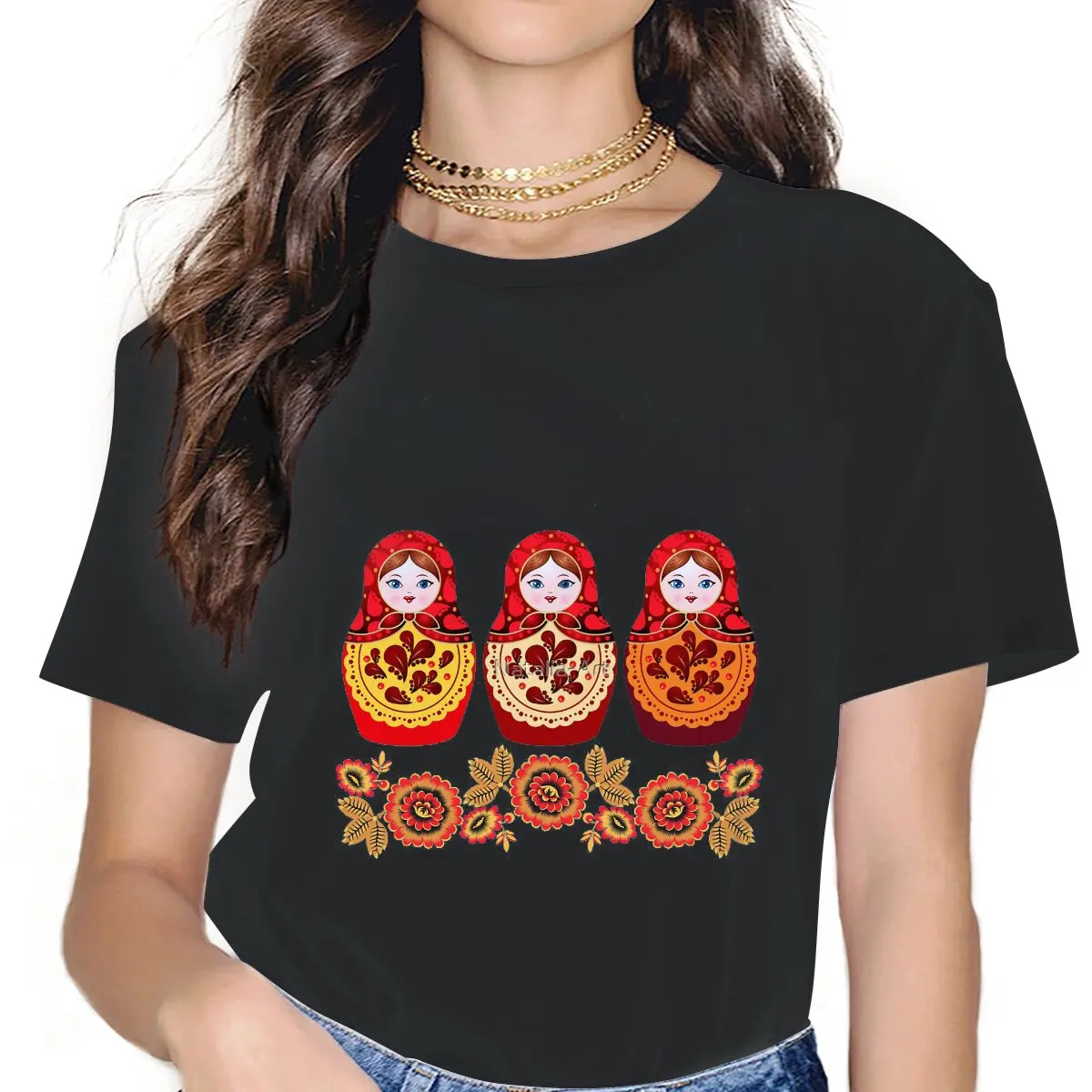 

Милая женская футболка, Русская Матрешка, художественная культура, футболка для отдыха, футболки с коротким рукавом и круглым вырезом, хлопковые топы, новое поступление