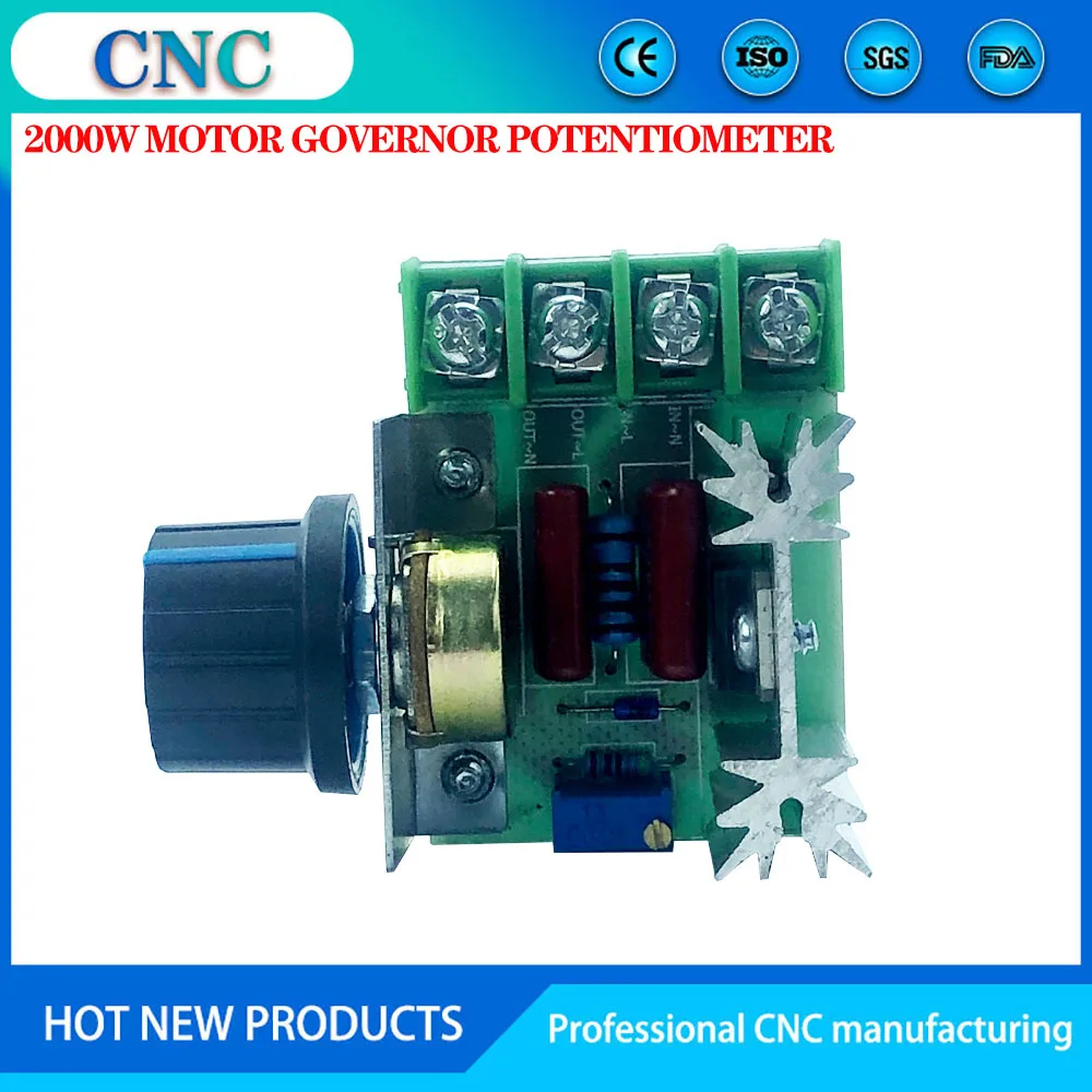 Regulador de voltaje AC 220V 2000W SCR, atenuadores LED de atenuación, 2000W, controlador de velocidad del Motor, potenciómetro 
Regulador de voltaje AC 220V 2000W SCR, atenuadores LED de atenuación, 2000W, controlador de velocidad del Motor, potenciómetro