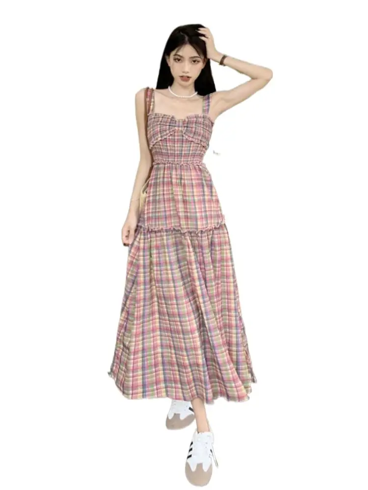 2023 New Summer Bohemian Plaid Dress Bow Artsy Vintage Holiday Fashion Sweet Rainbow Grid Party Vestidos Long Dresses For Womens
2023 New Summer Bohemian Plaid Dress Bow Artsy Vintage Holiday Fashion Sweet Rainbow Grid Party Vestidos Long Dresses For Womens