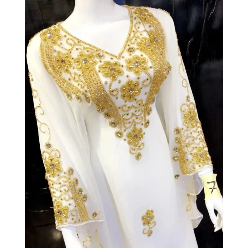 

New Moroccan Dubai Kaftans Farasha Abaya Dress Very Fancy Long Gown