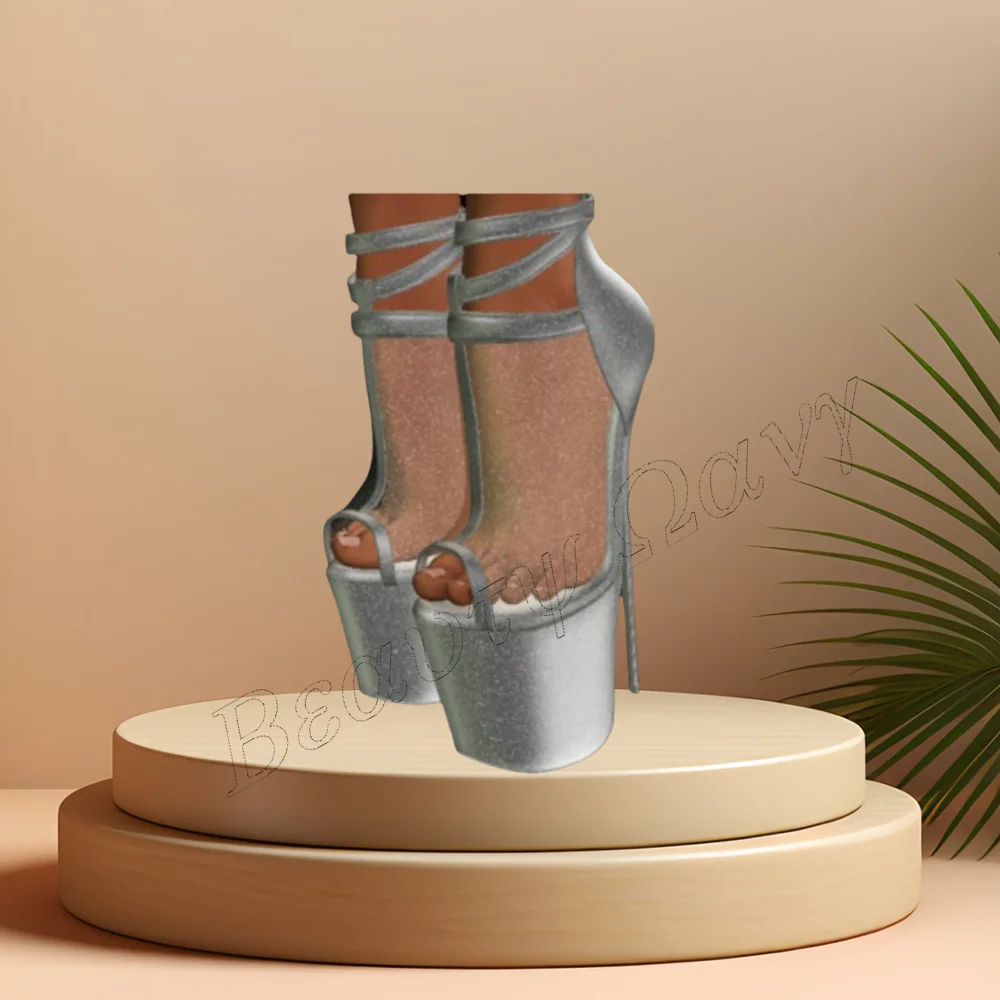 

Silver T Strap Platform Sandals Solid Sexy Strange Style Shoes Chunky High Heel Shoes for Women Shoes 2024 Zapatos Para Mujere