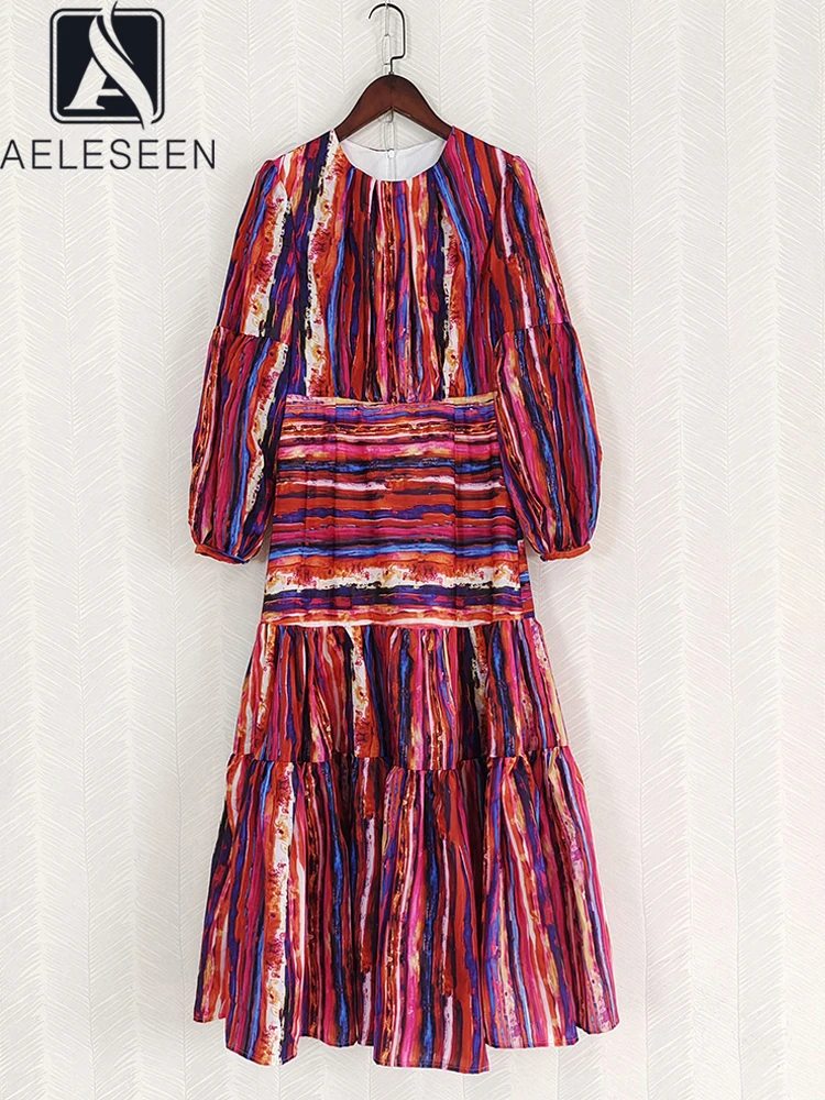 AELESEEN Vintage Long Dress Women Lantern Sleeve Spring Autumn Stripped Print Contrast Color Retro Elegant Party Vestidos
AELESEEN Vintage Long Dress Women Lantern Sleeve Spring Autumn Stripped Print Contrast Color Retro Elegant Party Vestidos