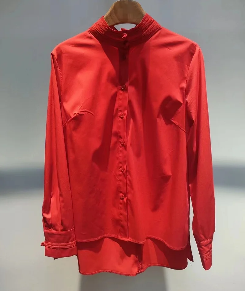 Top Quality New Cotton Shirts 2024 Spring Summer Fashion White Red Shirts Women Stand Neck Tunic Button Long Sleeve Loose Shirt
Top Quality New Cotton Shirts 2024 Spring Summer Fashion White Red Shirts Women Stand Neck Tunic Button Long Sleeve Loose Shirt
