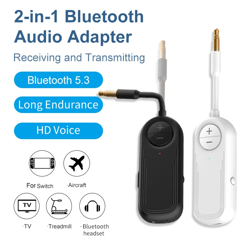 

Bluetooth 5.3 Audio Receiver Transmitter 3.5MM AUX With Mic Stereo Music Wireless Adapter For Car Radio Headphones PC TV Speaker