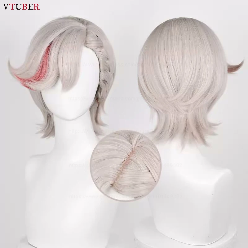 

Парик для косплея Lyney для женщин, короткие термостойкие искусственные волосы для аниме-игр, светлый Genshin Lyney, 32 см, с шапочкой