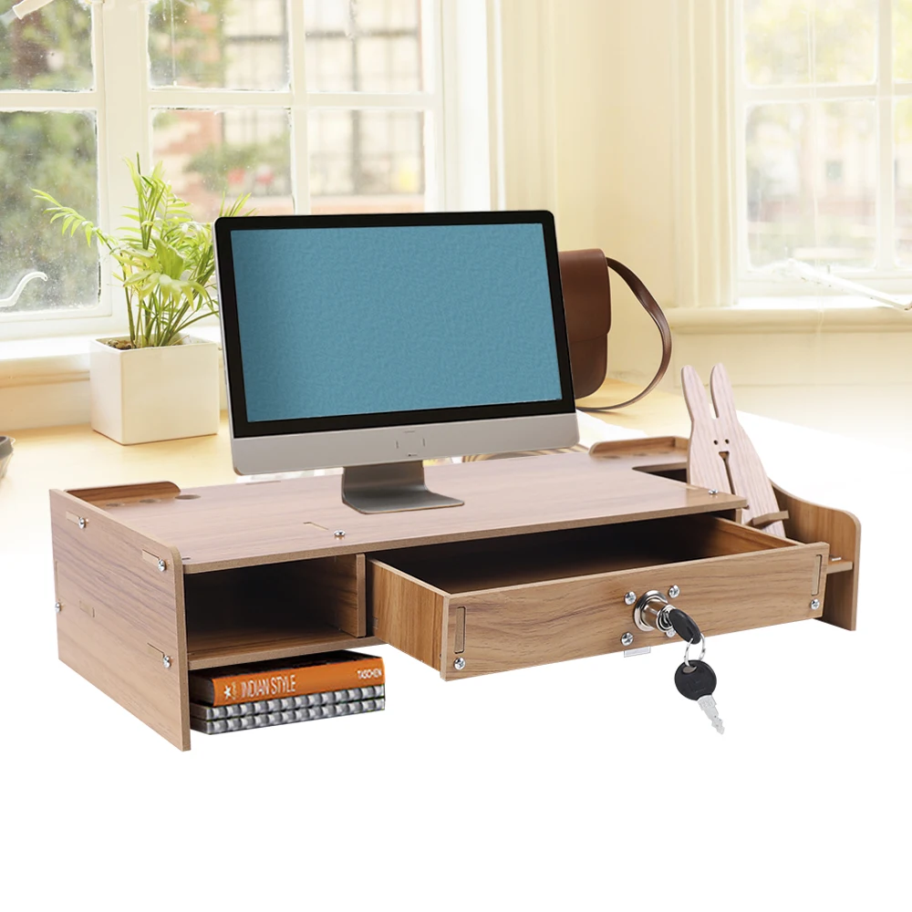 

Monitor Stand Riser with Drawer Built with Storage Drawer Suitable for Laptop Screen Computer Desktop Organizer