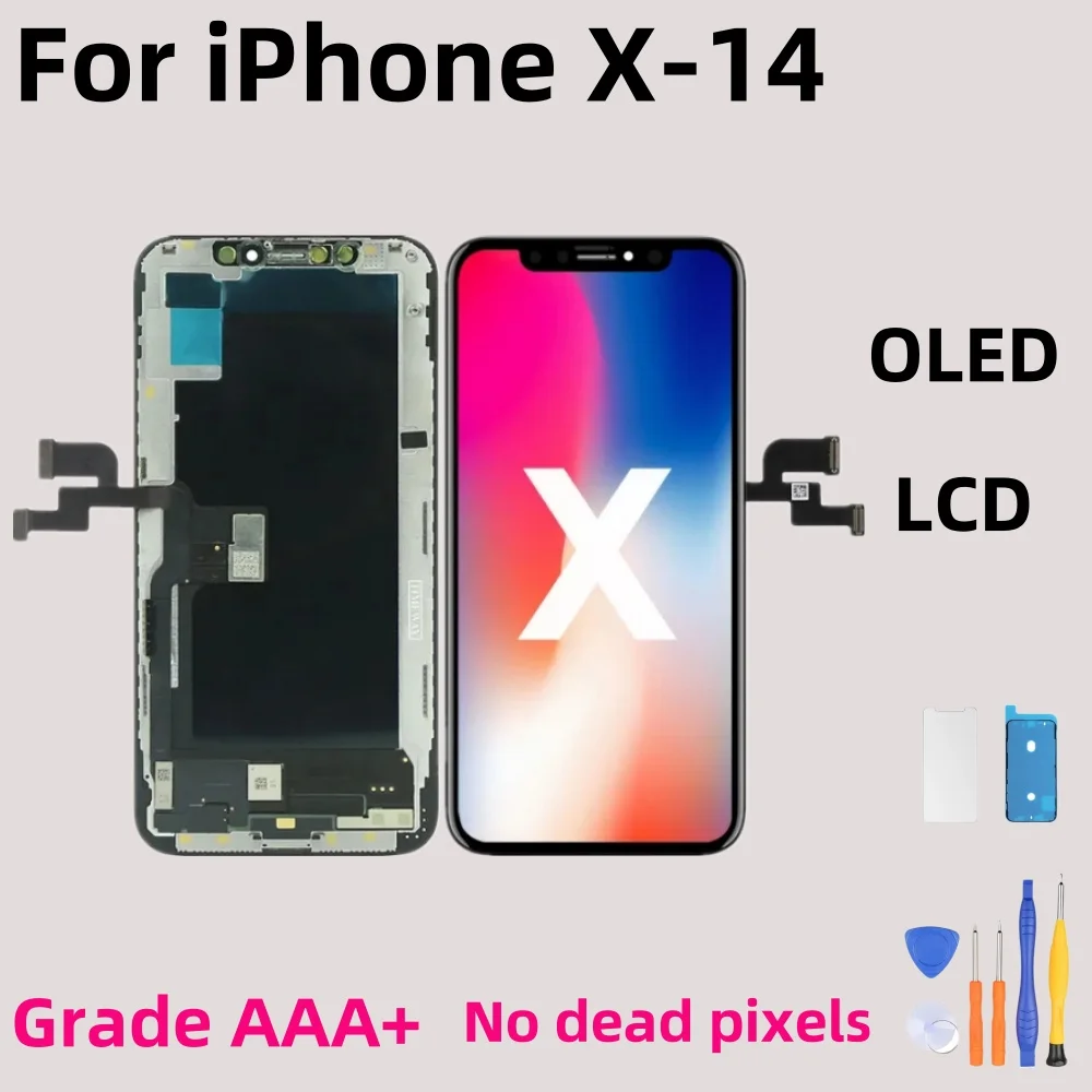 

AAA+++ OLED For iPhone X XR XS Max LCD Incell For iPhone 11 12 Pro Max 13 14 LCD Display With 3D Touch Screen Digitizer Assembly