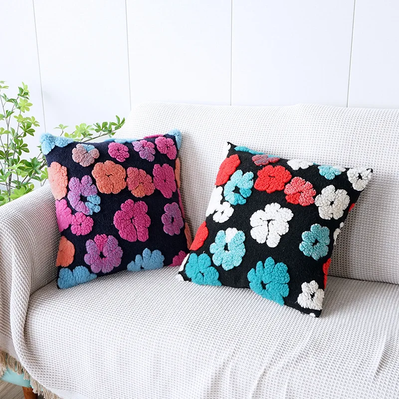 

Korean Autumn/Winter Jacquard Lamb Plush Pillow Cover 3D Flower Pillow Sofa Car Decoration Home Decoration 45x45cm