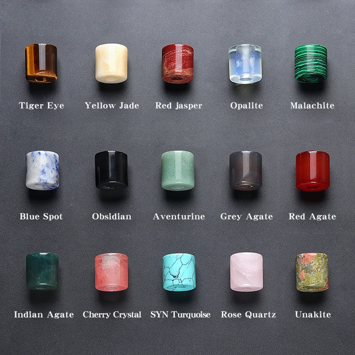 

10PCS Wholesale Natural Stone Agate Opal Cylindrical Beads Pendant for DIY Jewelry Making Necklace Bracelet Earrings Gift