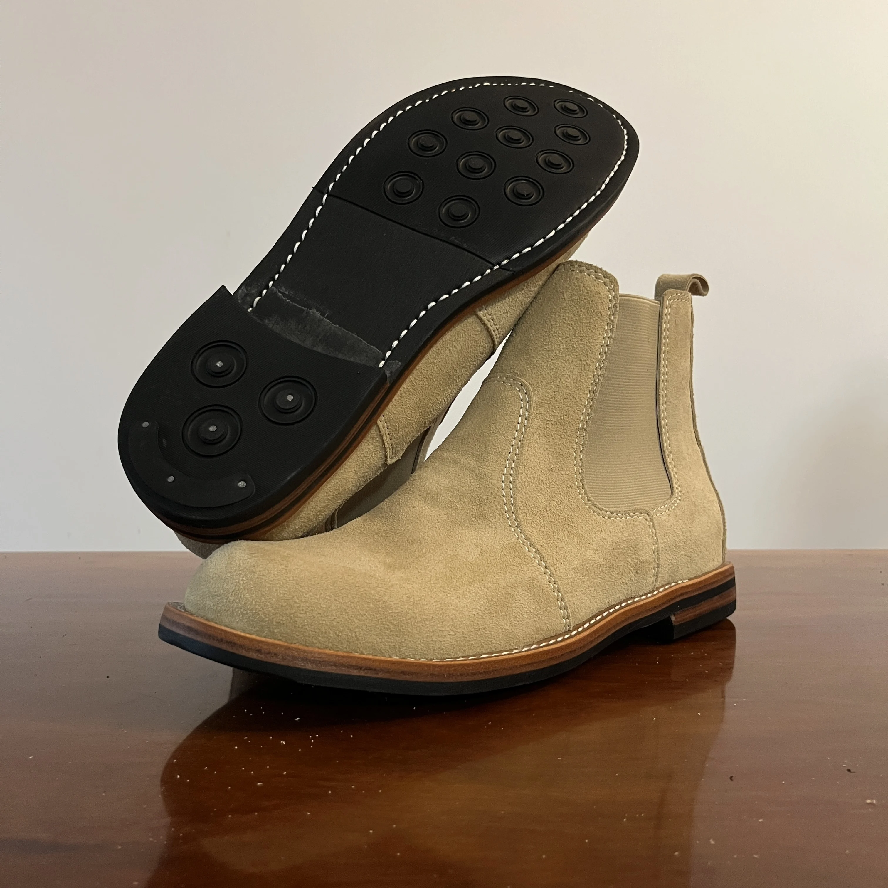 

C66 RockCanRoll Full Size 35-50 Super Quality Genuine Italian Suede Cow Leather Handmade Goodyear Welted Beatle Chelsea Boot