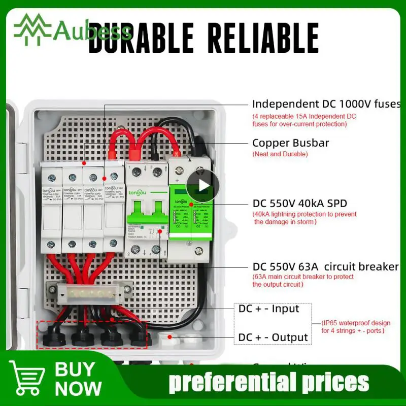 

Solar Panel Distribution Box 4 In 1 Out 1000V PV DC Combiner Box Solar System For Household Distribution Complete Kit