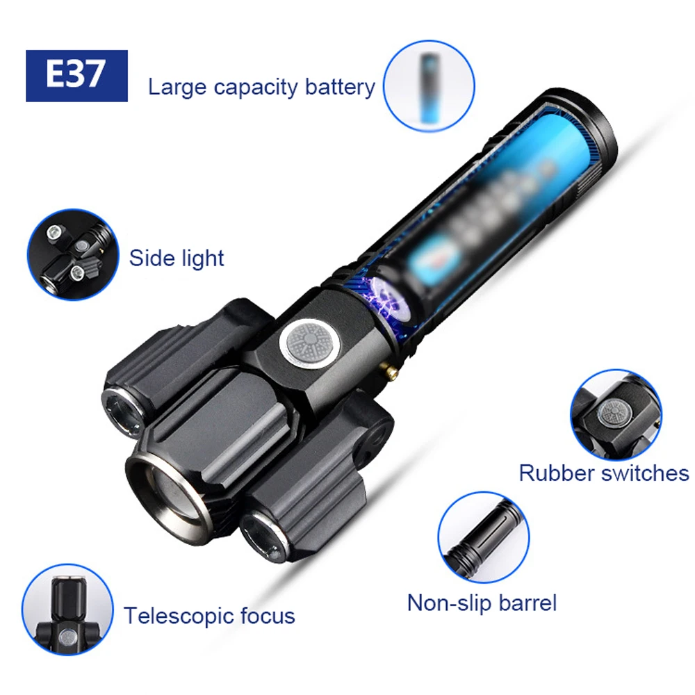 Aluminum Alloy USB Flashlight Portable 3 Light Heads High Brightness Light Rechargeable Night Camping Fishing Cycling Lamp
Aluminum Alloy USB Flashlight Portable 3 Light Heads High Brightness Light Rechargeable Night Camping Fishing Cycling Lamp