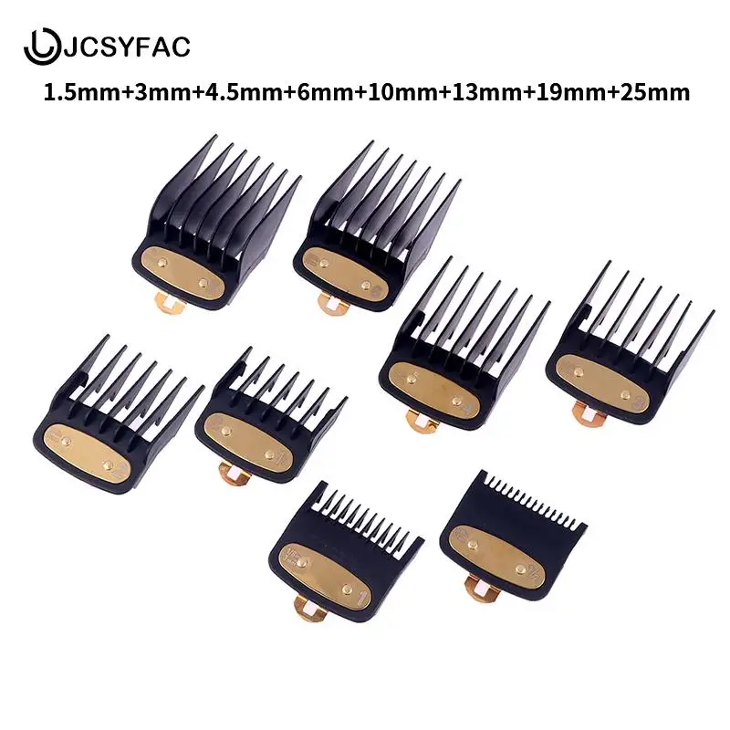 8Pcs Professional Limit Comb Cutting Guide Combs 1.5/3/4.5/6/10/13/19/25MM Set Universal Cutting Guide Combs For Hair Clipper
8Pcs Professional Limit Comb Cutting Guide Combs 1.5/3/4.5/6/10/13/19/25MM Set Universal Cutting Guide Combs For Hair Clipper