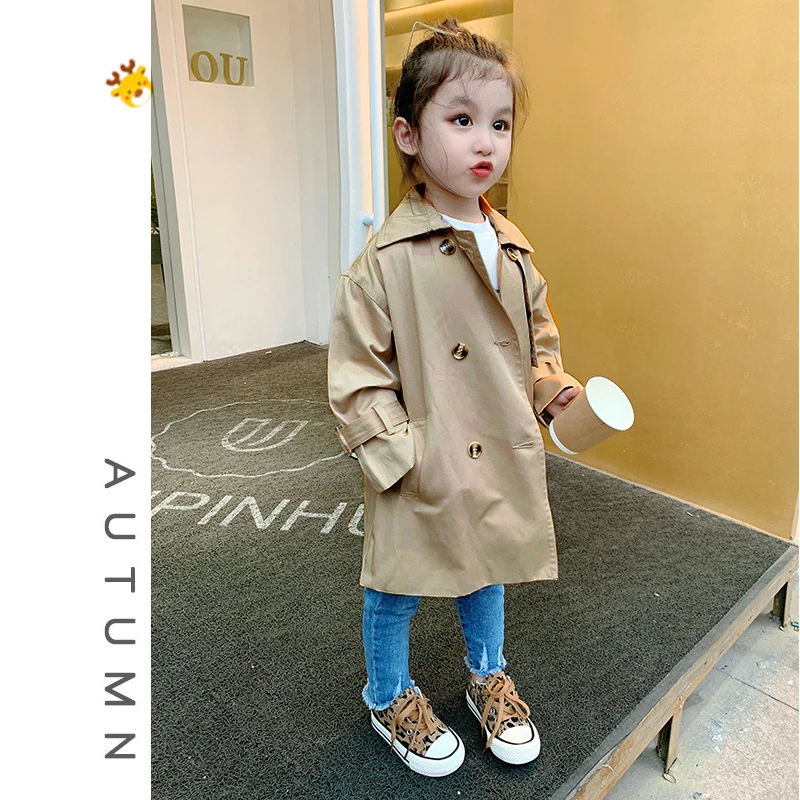 

Fashion Baby Girl Boy Trench Jacket Infant Toddler Windbreak Coat Khaki Long Spring Autumn Child Dust Coat Clothes 1-10Y